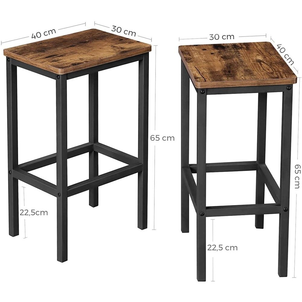 Set of 2 Industrial Bar Stools Square Rustic Brown Stool Fast shipping On sale