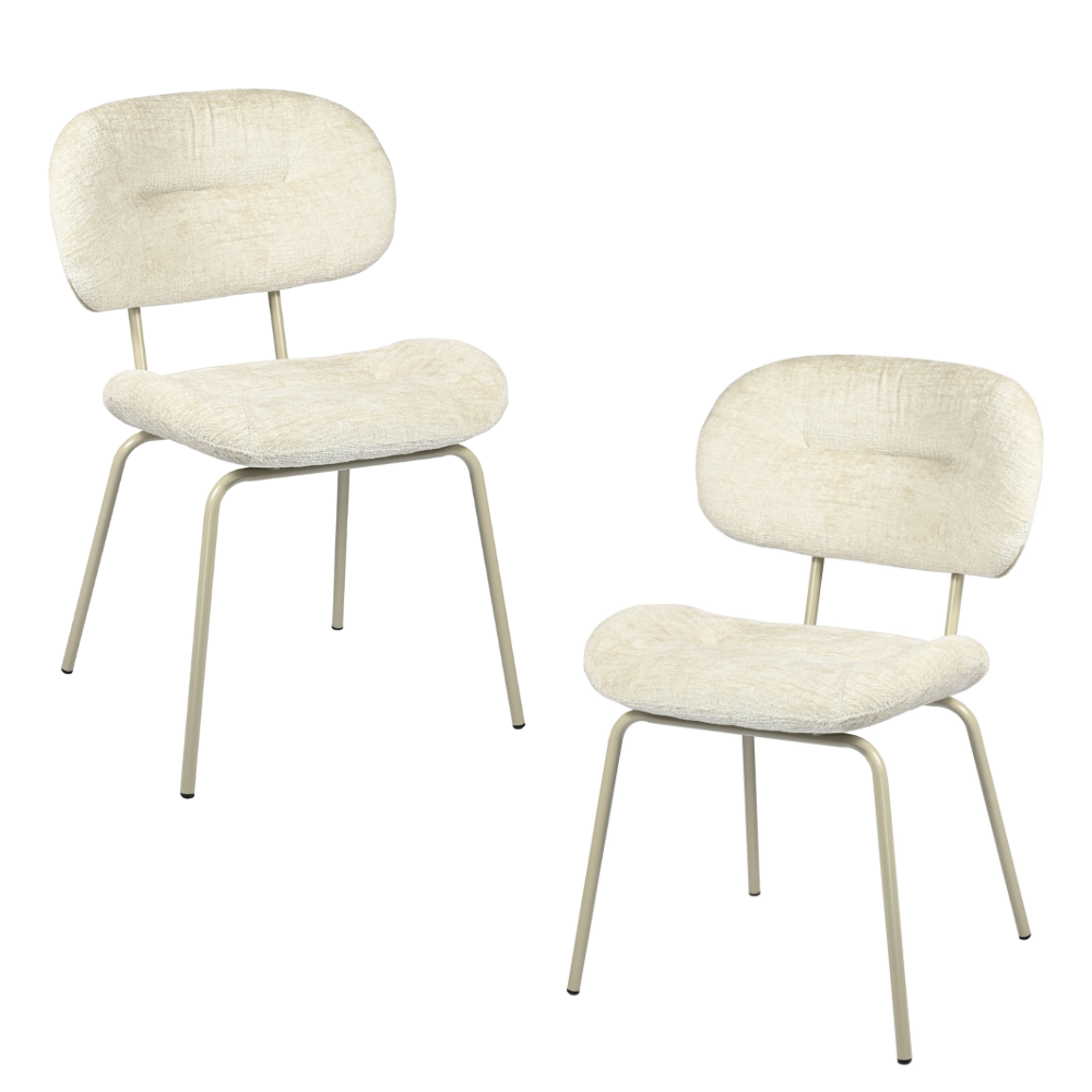 Set Of 2 Jaxon Fabric Kitchen Dining Side Chair Metal Legs Pearl Fast shipping On sale