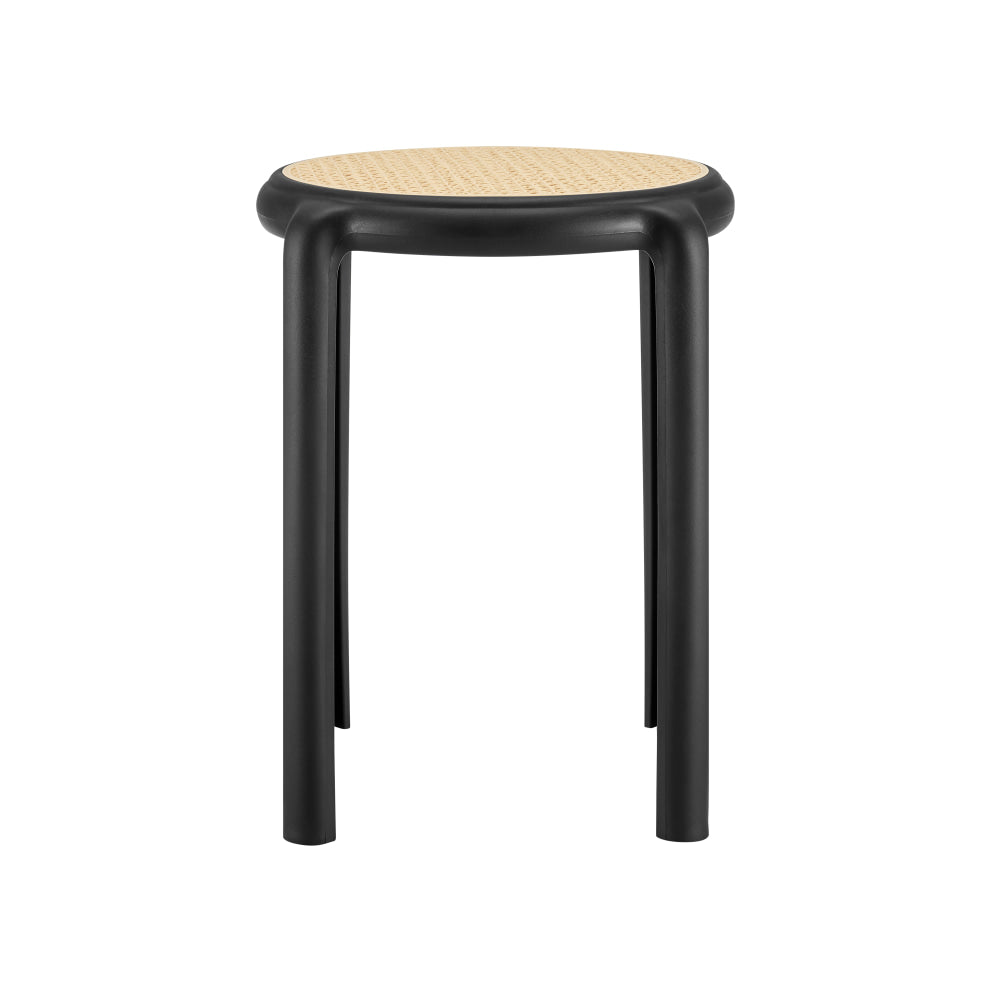 Set Of 2 Jiro Kitchen Round Low Stool Seat Chair 45cm Black Fast shipping On sale