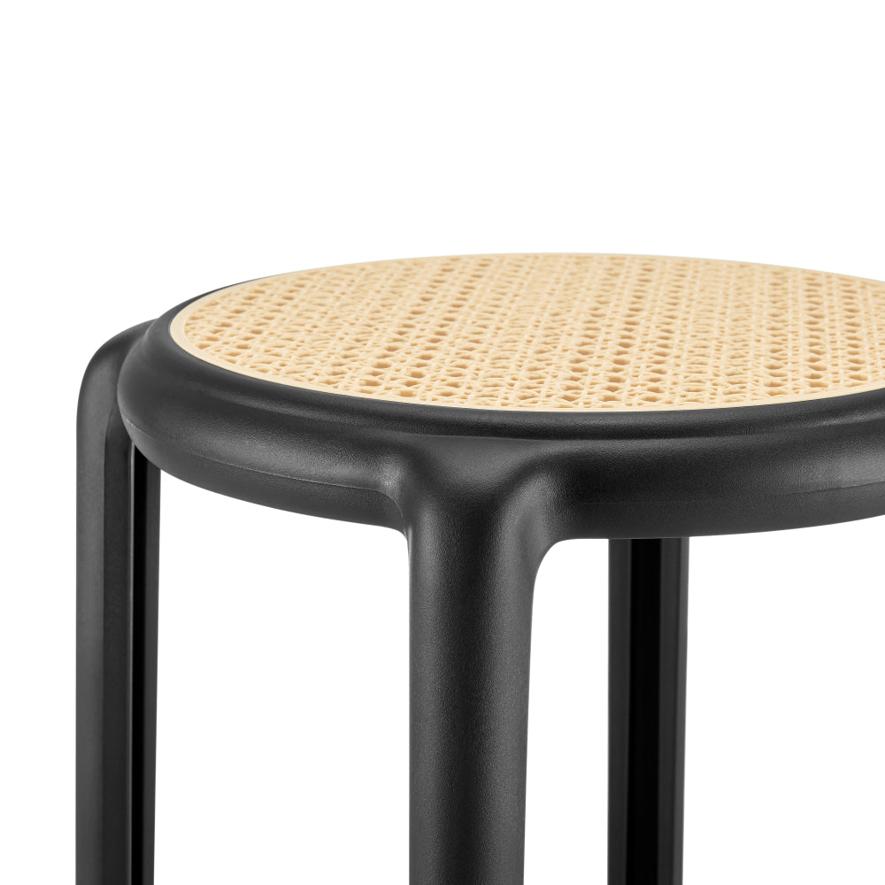 Set Of 2 Jiro Kitchen Round Low Stool Seat Chair 45cm Black Fast shipping On sale