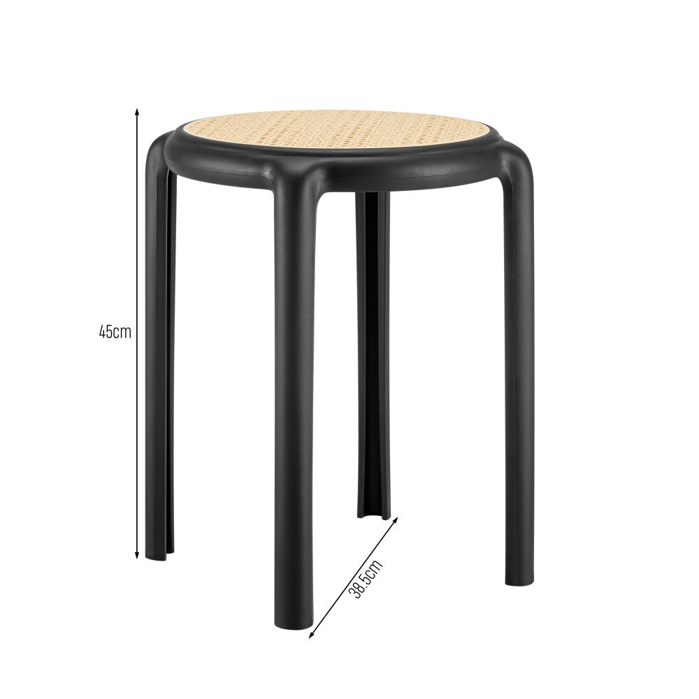 Set Of 2 Jiro Kitchen Round Low Stool Seat Chair 45cm Black Fast shipping On sale