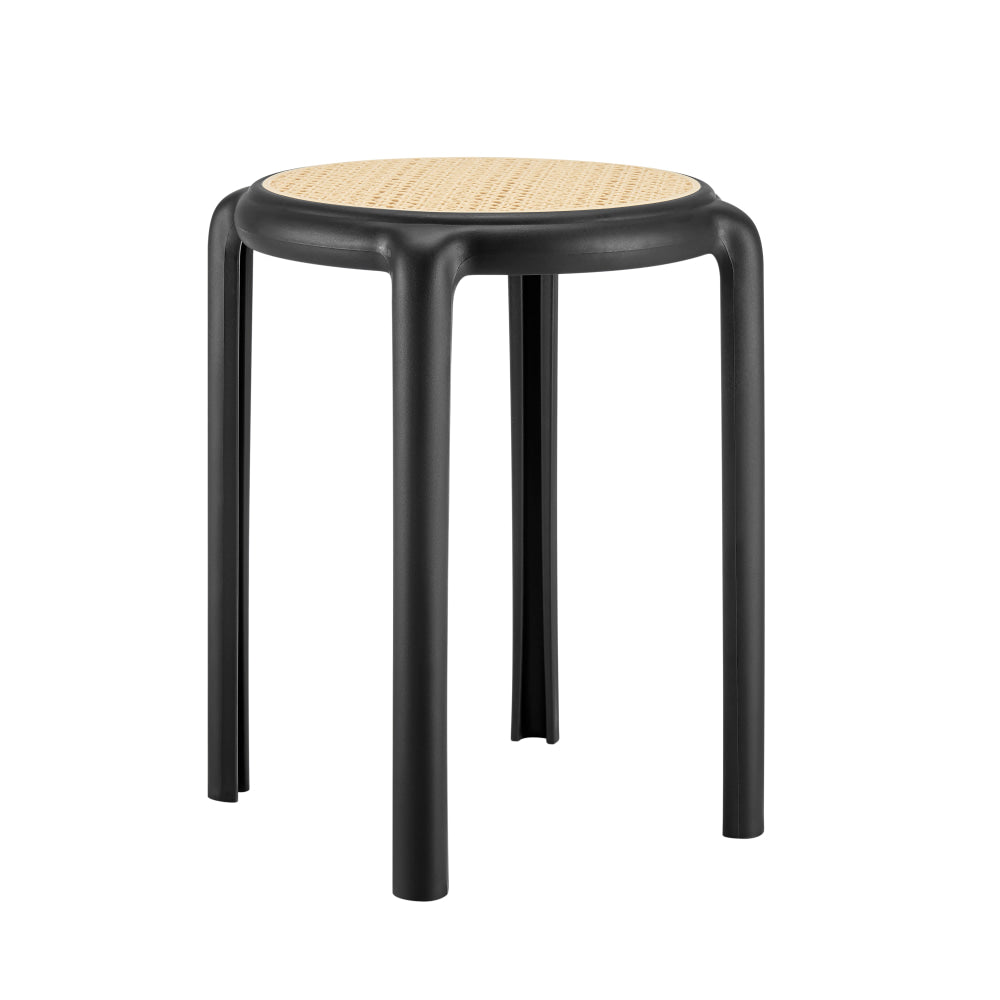 Set Of 2 Jiro Kitchen Round Low Stool Seat Chair 45cm Black Fast shipping On sale