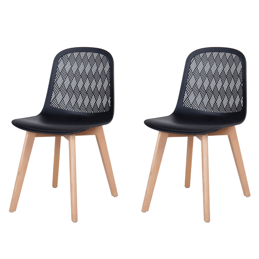 Set Of 2 Jonas PP Kitchen Dining Chairs Wooden Legs Black/Oak Chair Fast shipping On sale