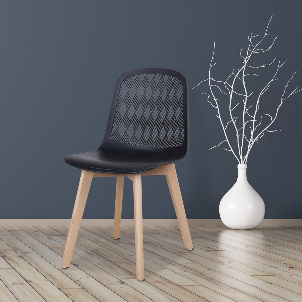 Set Of 2 Jonas PP Kitchen Dining Chairs Wooden Legs Black/Oak Chair Fast shipping On sale