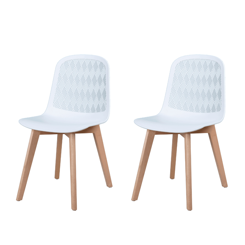 Set Of 2 Jonas PP Kitchen Dining Chairs Wooden Legs White/Oak Chair Fast shipping On sale