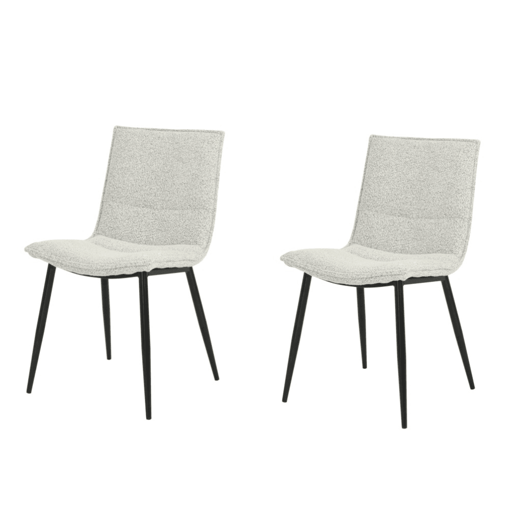 Set Of 2 Kairis Boucle Fabric Kitchen Dining Chair Metal Legs - Natural Fast shipping On sale