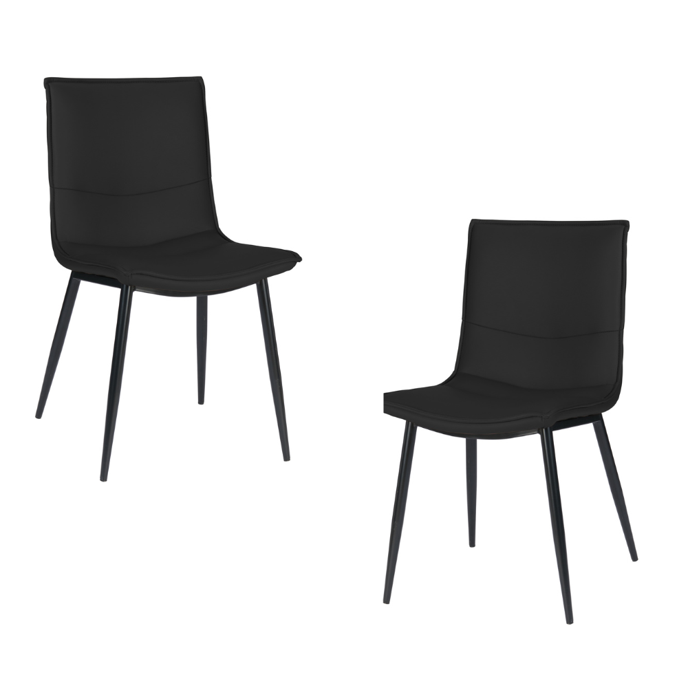 Set Of 2 Kairis Eco Leather Kitchen Dining Chair Metal Legs - Black Fast shipping On sale