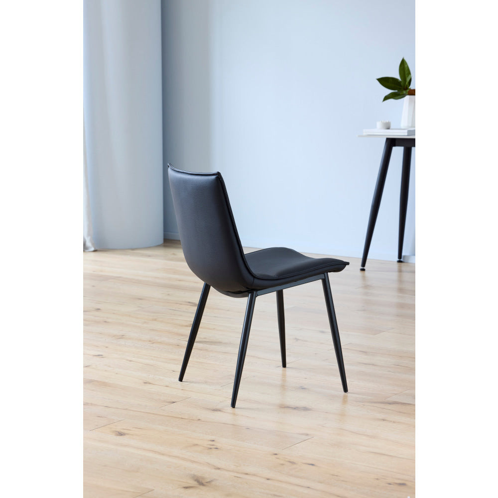 Set Of 2 Kairis Eco Leather Kitchen Dining Chair Metal Legs - Black Fast shipping On sale