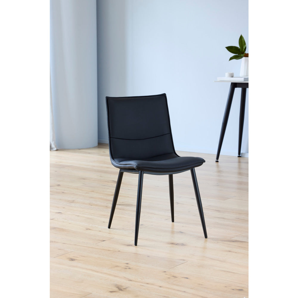 Set Of 2 Kairis Eco Leather Kitchen Dining Chair Metal Legs - Black Fast shipping On sale