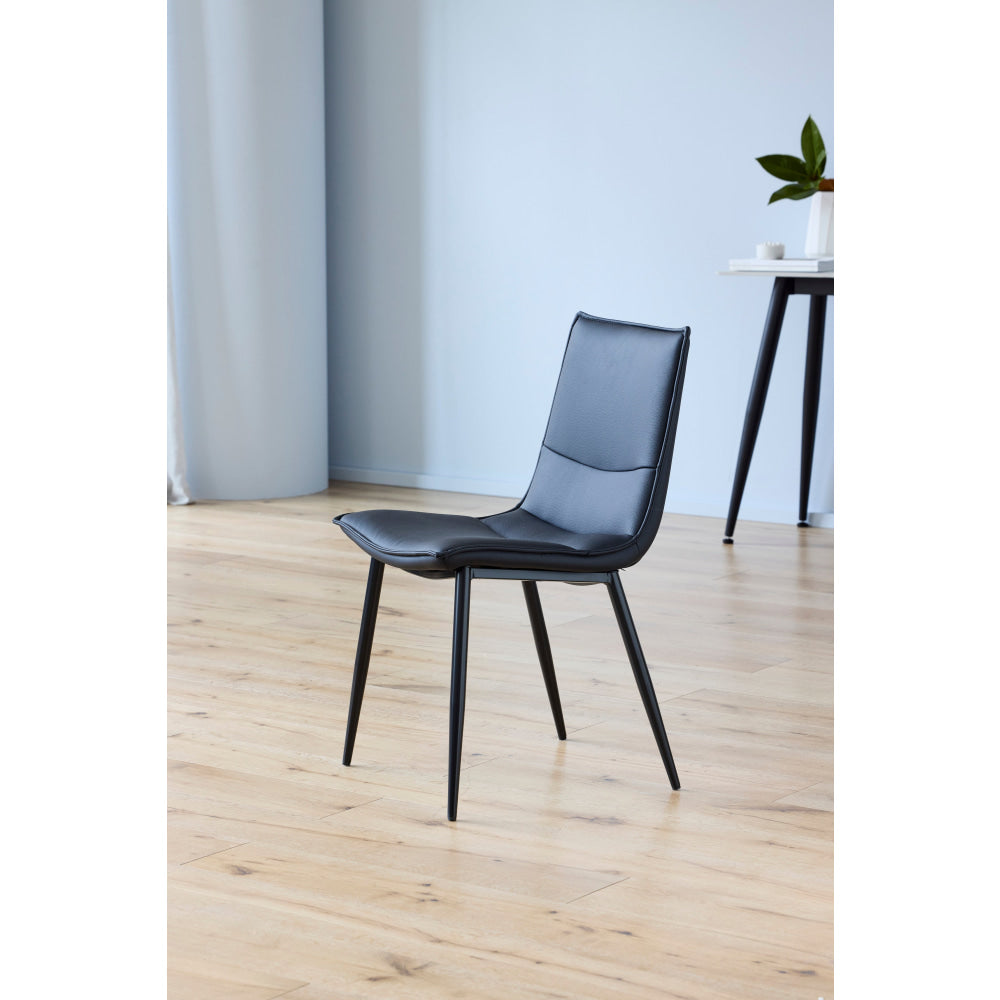 Set Of 2 Kairis Eco Leather Kitchen Dining Chair Metal Legs - Black Fast shipping On sale