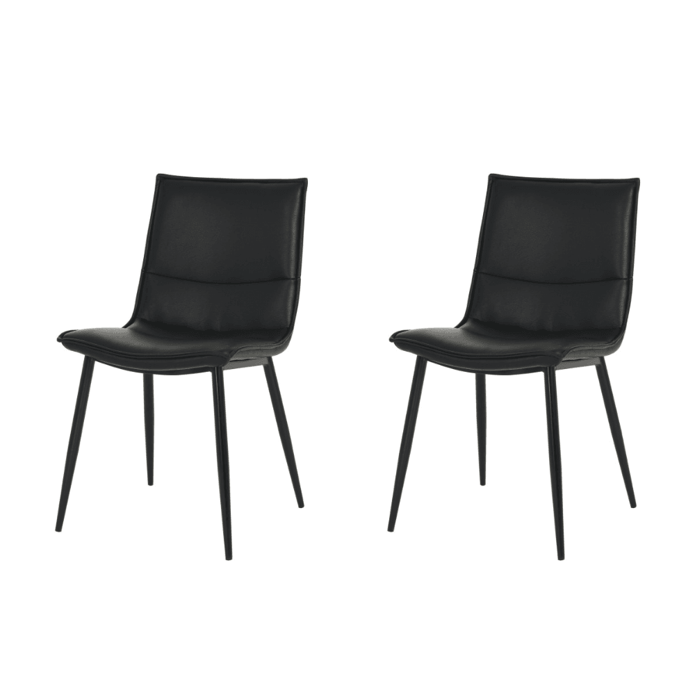 Set Of 2 Kairis Eco Leather Kitchen Dining Chair Metal Legs - Black Fast shipping On sale