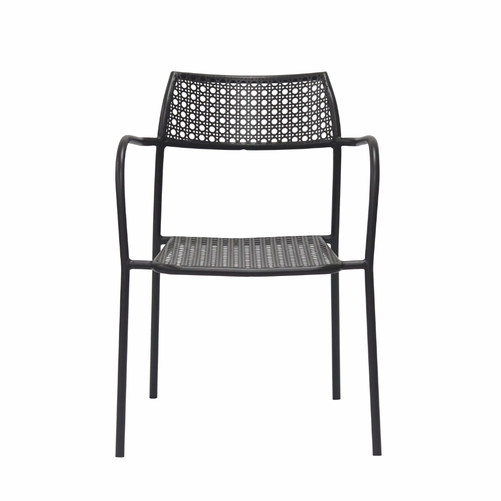 Set Of 2 Kara Antirust Treatment Metal Outdoor Dining Arm Chair Espresso Fast shipping On sale