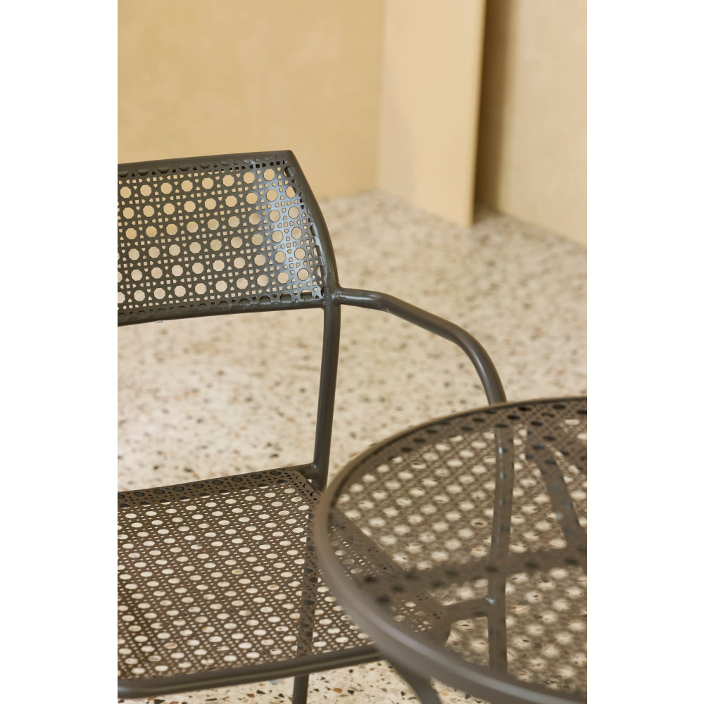 Set Of 2 Kara Antirust Treatment Metal Outdoor Dining Arm Chair Espresso Fast shipping On sale