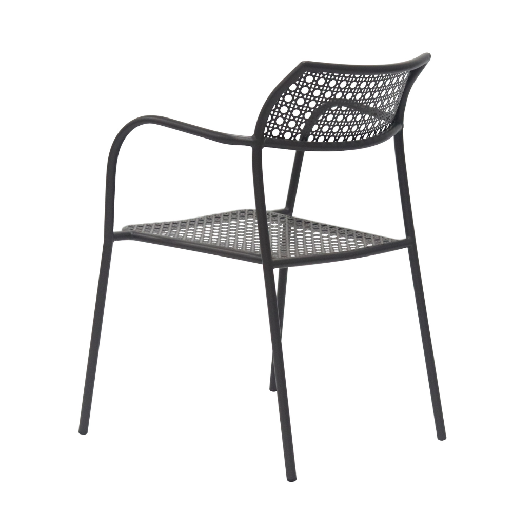 Set Of 2 Kara Antirust Treatment Metal Outdoor Dining Arm Chair Espresso Fast shipping On sale