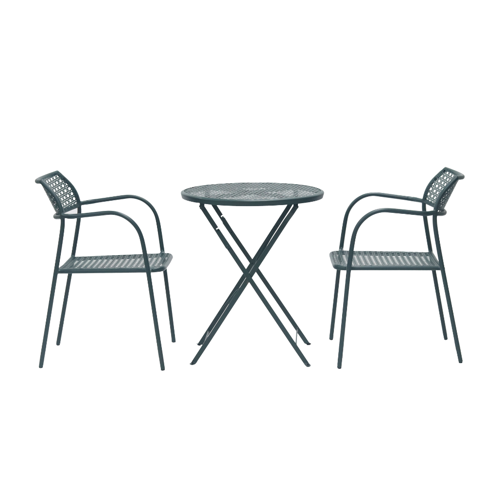 Set Of 2 Kara Antirust Treatment Metal Outdoor Dining Arm Chair Forest Fast shipping On sale