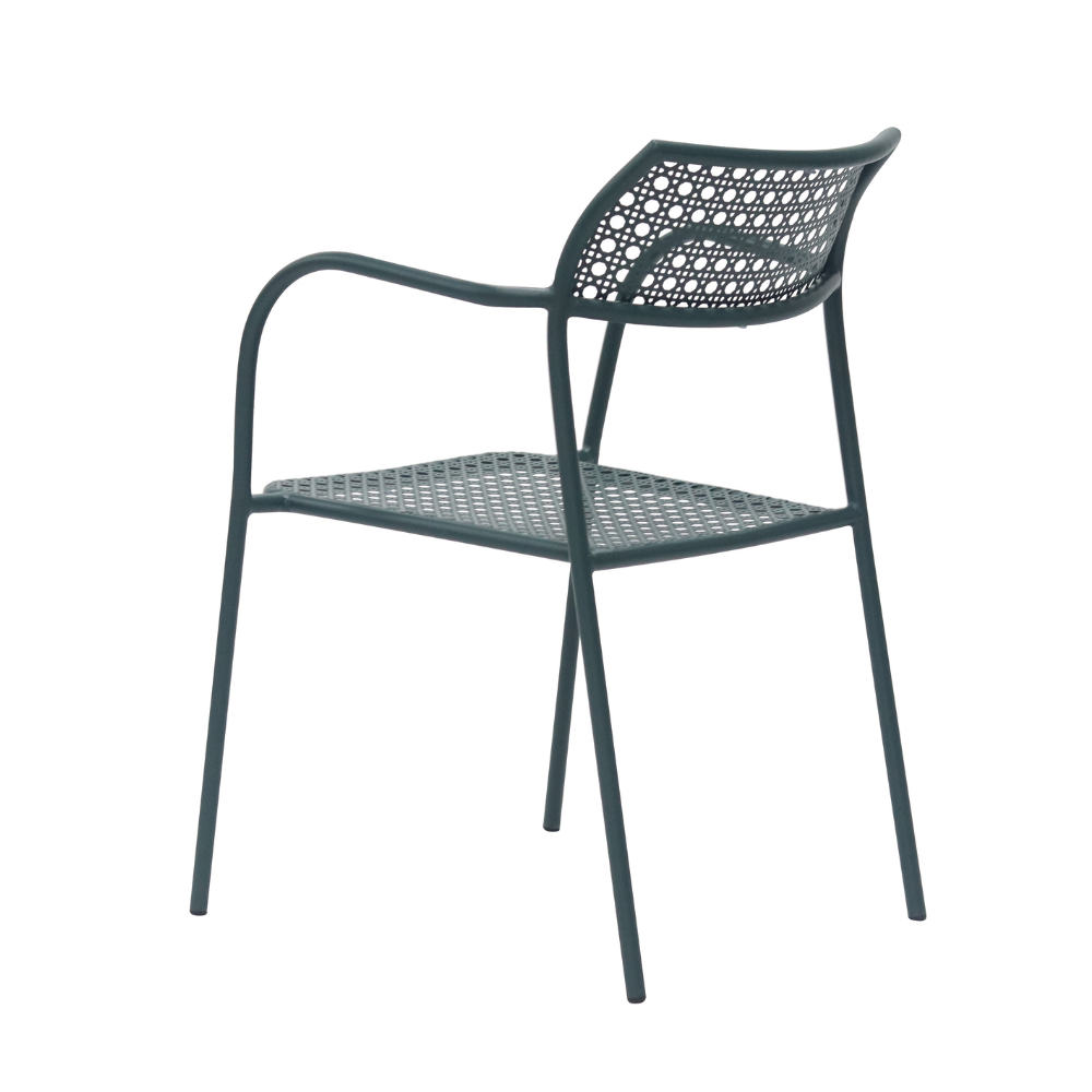 Set Of 2 Kara Antirust Treatment Metal Outdoor Dining Arm Chair Forest Fast shipping On sale