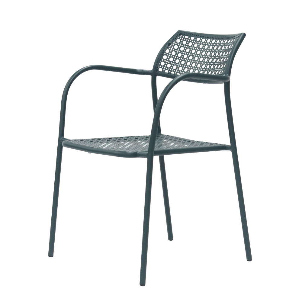 Set Of 2 Kara Antirust Treatment Metal Outdoor Dining Arm Chair Forest Fast shipping On sale