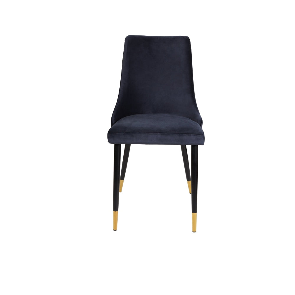 Set Of 2 Kira Velvet Fabric Dining Chair Black Metal Legs - INk Fast shipping On sale