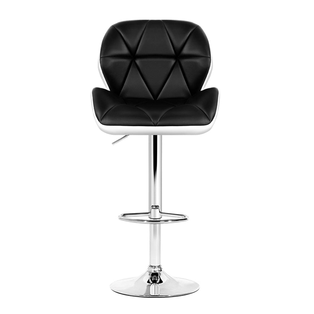 Set of 2 Kitchen Bar Stools - White Black and Chrome Stool Fast shipping On sale