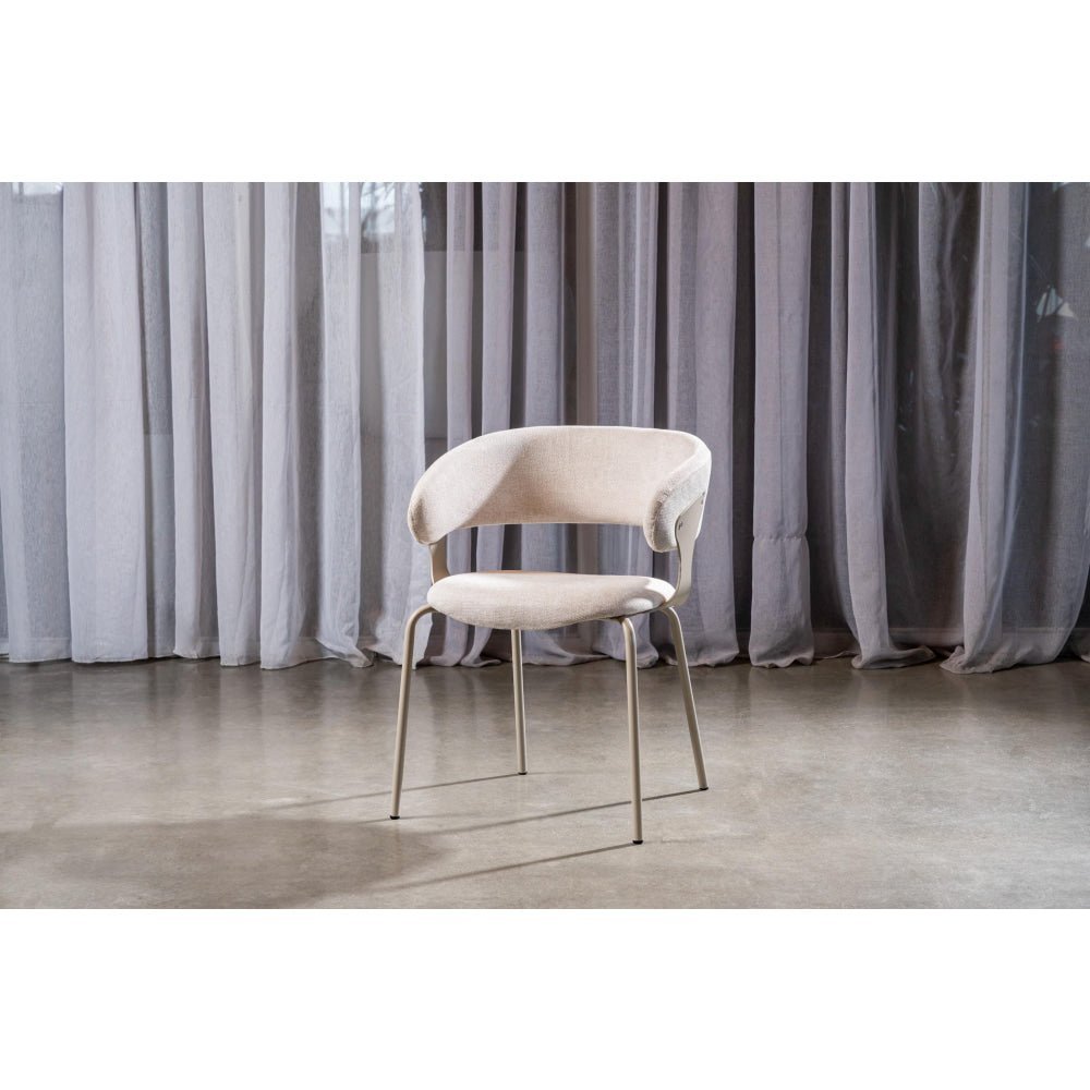 Set Of 2 Korey Chenille Fabric Kitchen Dining Chair Black Powder Coated Legs Latte Fast shipping On sale