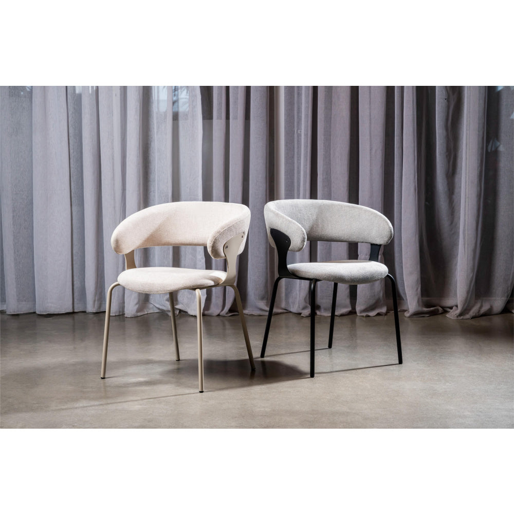 Set Of 2 Korey Chenille Fabric Kitchen Dining Chair Black Powder Coated Legs Latte Fast shipping On sale