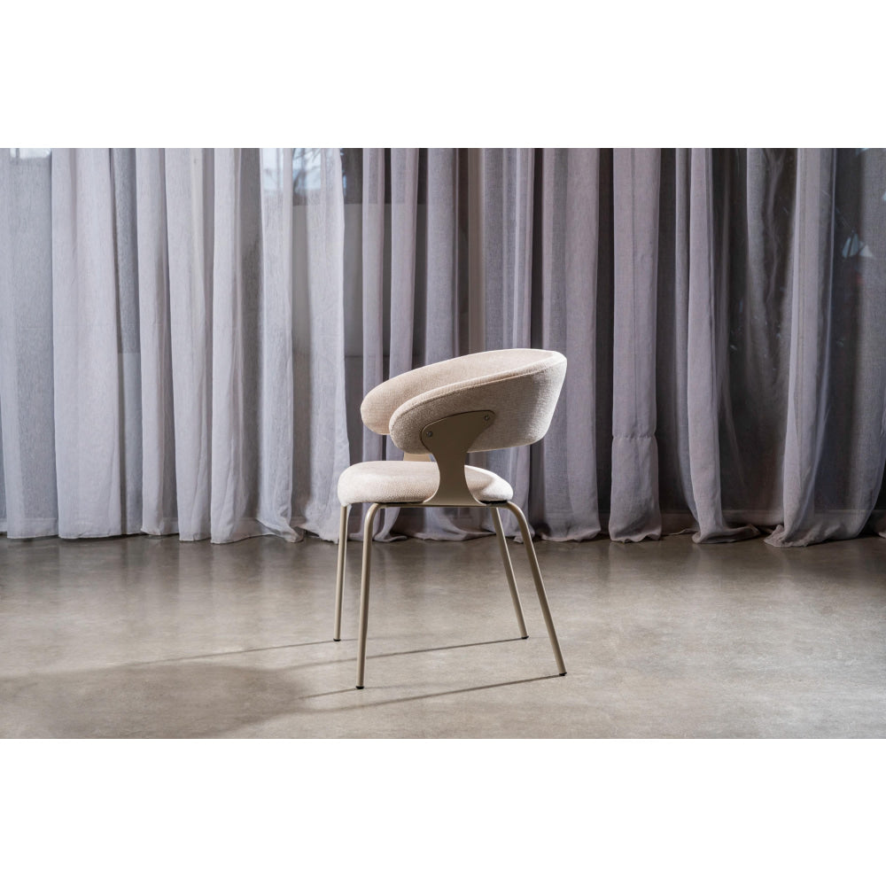 Set Of 2 Korey Chenille Fabric Kitchen Dining Chair Black Powder Coated Legs Latte Fast shipping On sale