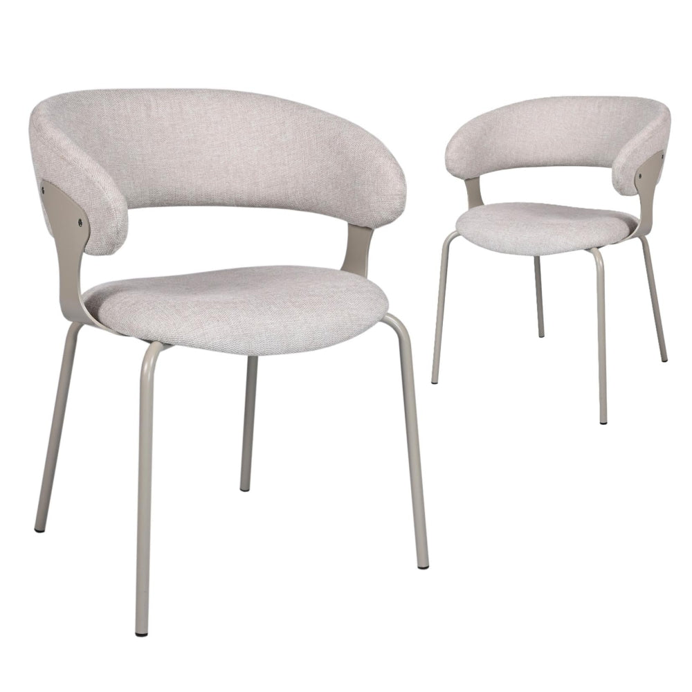 Set Of 2 Korey Chenille Fabric Kitchen Dining Chair Black Powder Coated Legs Latte Fast shipping On sale