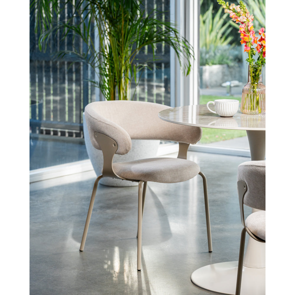 Set Of 2 Korey Chenille Fabric Kitchen Dining Chair Black Powder Coated Legs Latte Fast shipping On sale