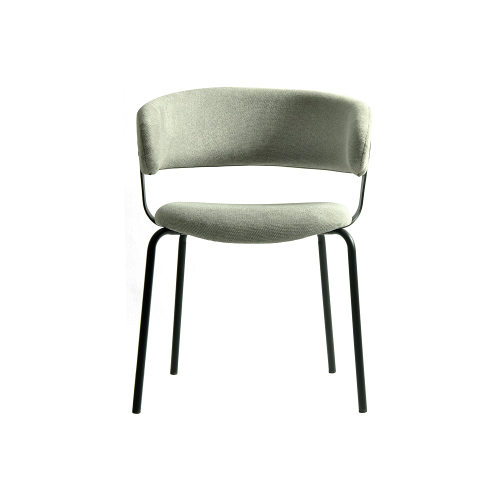 Set Of 2 Korey Chenille Fabric Kitchen Dining Chair Black Powder Coated Legs Silver Grey Fast shipping On sale