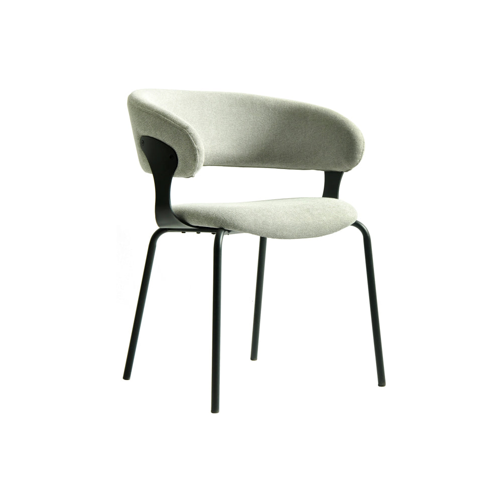 Set Of 2 Korey Chenille Fabric Kitchen Dining Chair Black Powder Coated Legs Silver Grey Fast shipping On sale