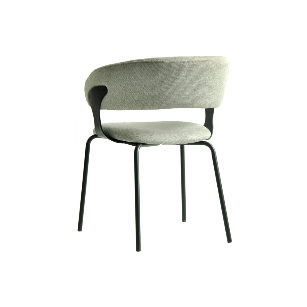 Set Of 2 Korey Chenille Fabric Kitchen Dining Chair Black Powder Coated Legs Silver Grey Fast shipping On sale