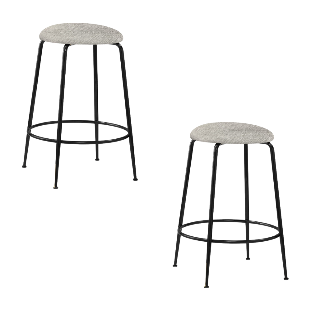 Set Of 2 Lida Fabric Kitchen Counter Bar Stool Metal Legs Grey/Black Fast shipping On sale