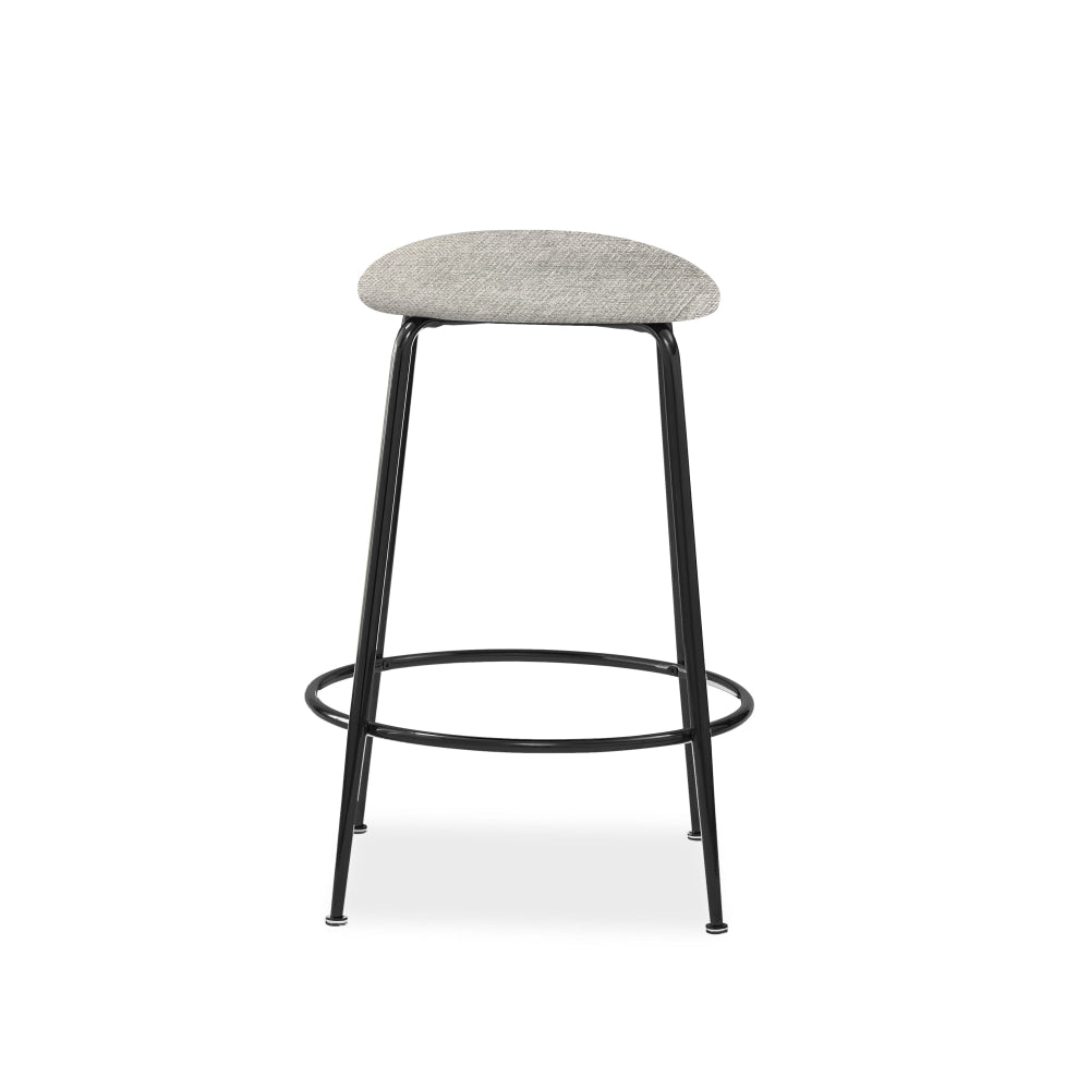 Set Of 2 Lida Fabric Kitchen Counter Bar Stool Metal Legs Grey/Black Fast shipping On sale