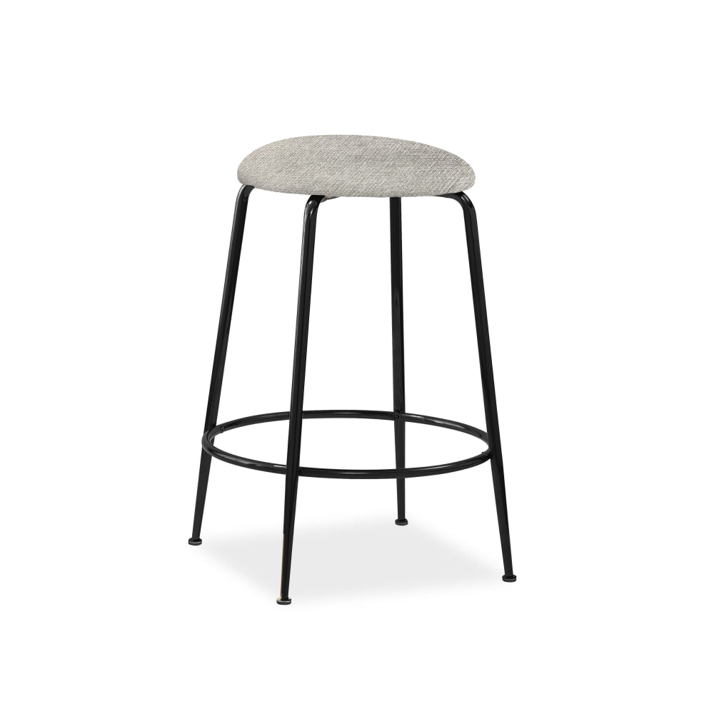 Set Of 2 Lida Fabric Kitchen Counter Bar Stool Metal Legs Grey/Black Fast shipping On sale