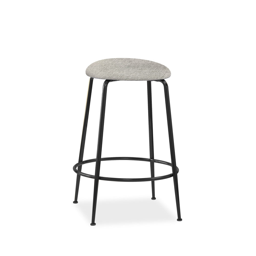 Set Of 2 Lida Fabric Kitchen Counter Bar Stool Metal Legs Grey/Black Fast shipping On sale