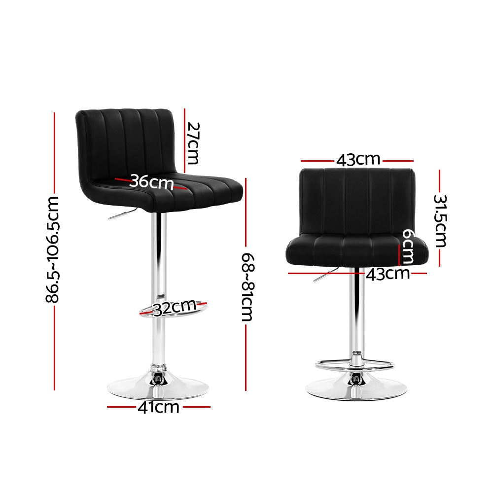 Set of 2 Line Style PU Leather Bar Stools - Black Stool Fast shipping On sale