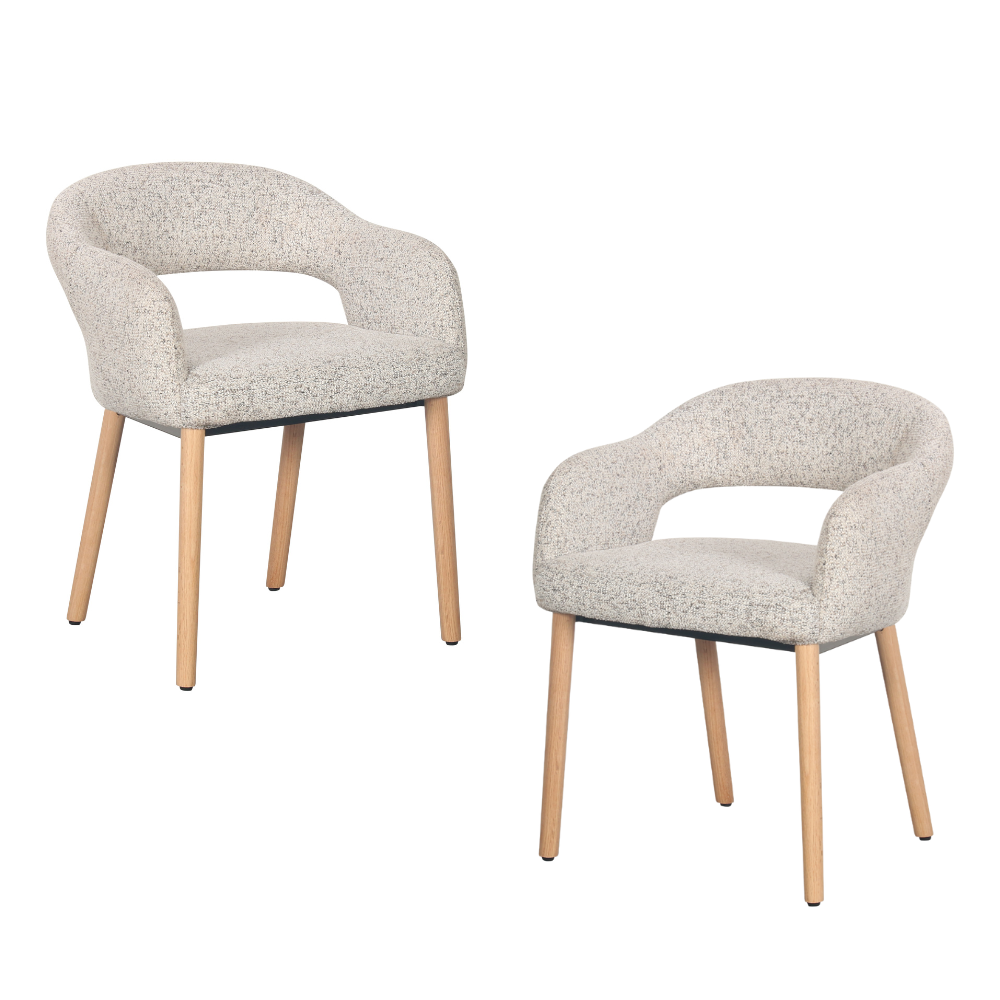 Set of 2 Luca Fabric Kitchen Dining Arm Chair Wooden Leg Sand/Natural Fast shipping On sale