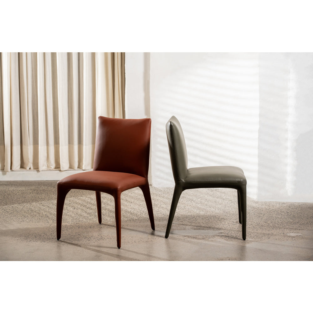 Set Of 2 Ludo Modern Eco Leather Kitchen Dining Chair - Olive Fast shipping On sale