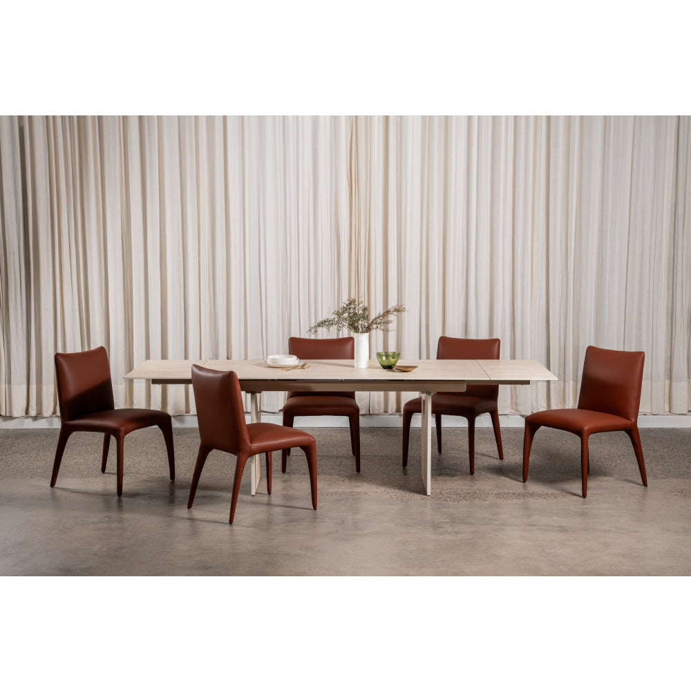 Set Of 2 Ludo Modern Eco Leather Kitchen Dining Chair - Tan Fast shipping On sale