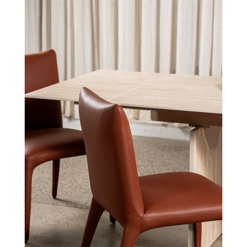 Set Of 2 Ludo Modern Eco Leather Kitchen Dining Chair - Tan Fast shipping On sale