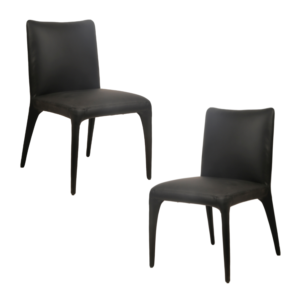 Set Of 2 Ludo Modern Eco Leather Kitchen Dining Side Chair Metal Leg Black Fast shipping On sale