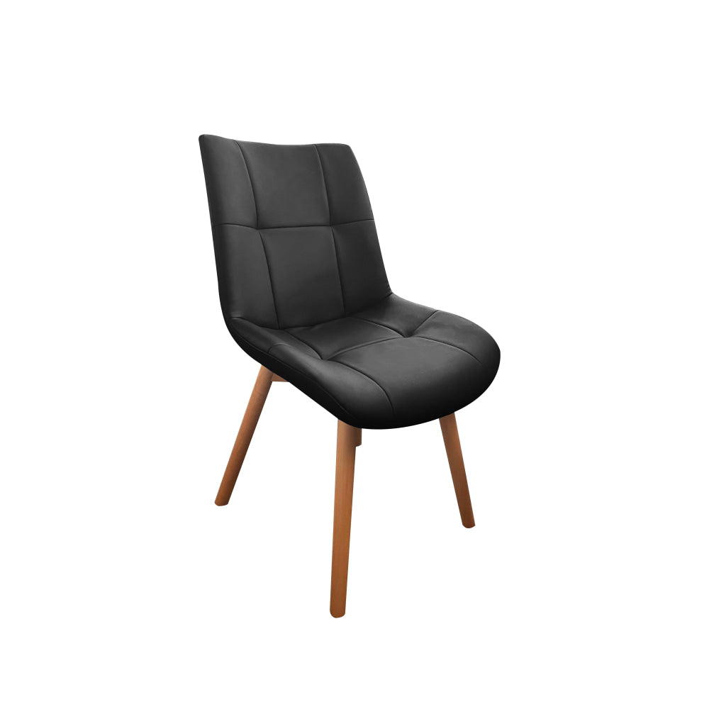 Set Of 2 Mali PU Leather Kitchen Dining Chair Timber Legs Black/Natural Fast shipping On sale