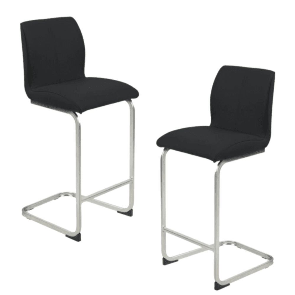 Set Of 2 Minga Eco Leather Kitchen Counter Bar Stools - Black Stool Fast shipping On sale