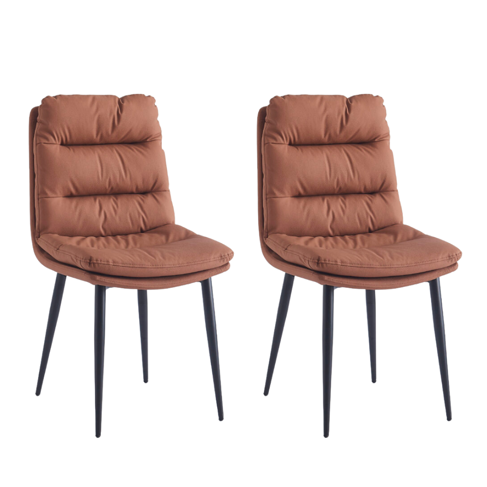 Set Of 2 Modern Dining Side Chair PU Leather Kitchen Caramel Fast shipping On sale