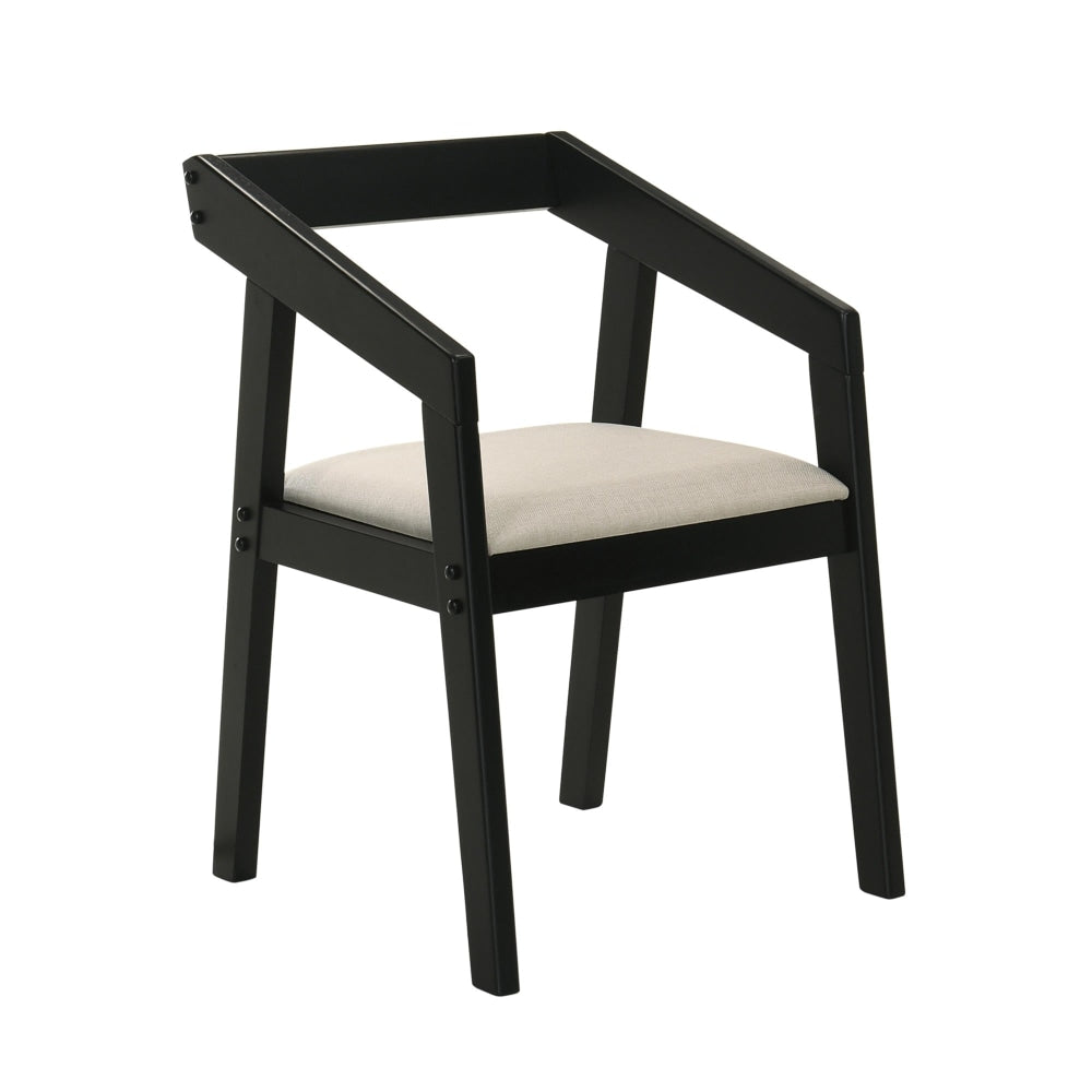Set Of 2 Nico Fabric Wooden Kitchen Dining Chair Armchair - Black & Beige Fast shipping On sale