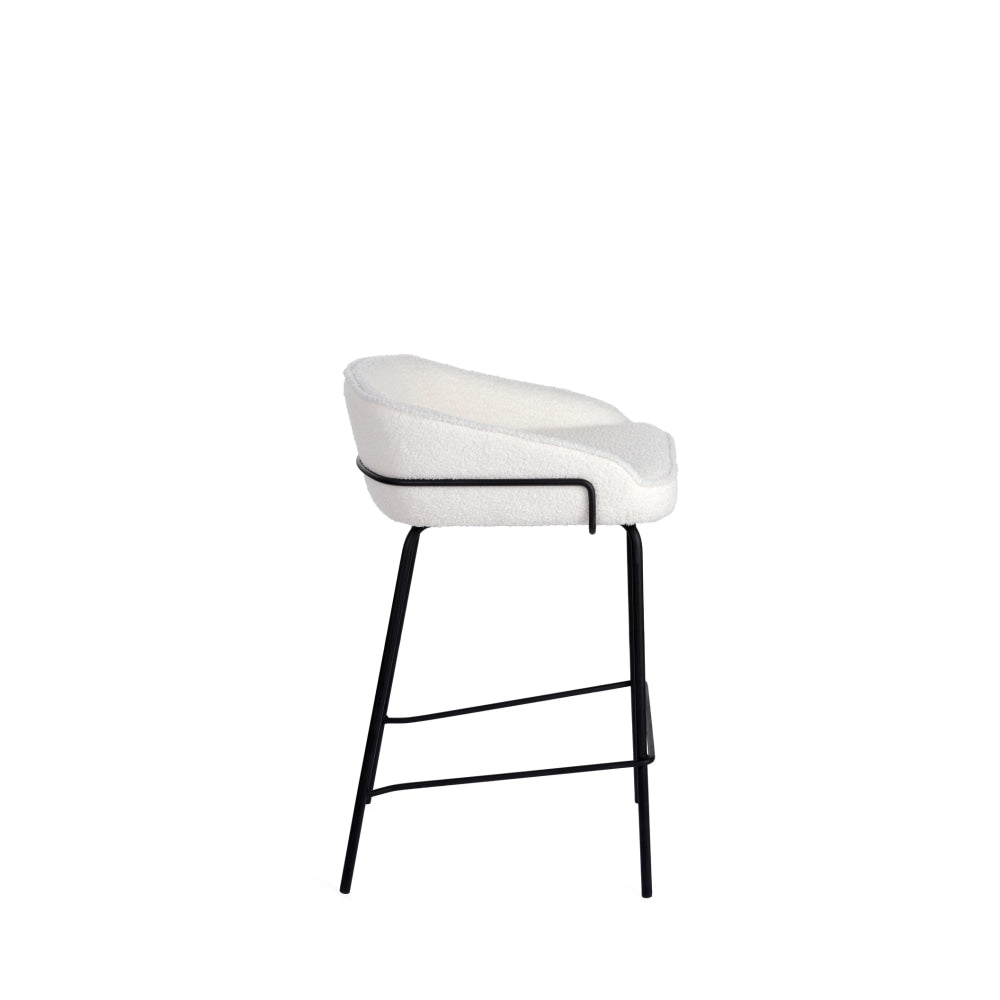 Set Of 2 Noemi Fabric Kitchen Counter Bar Stools 66cm Metal Frame - Ivory Stool Fast shipping On sale