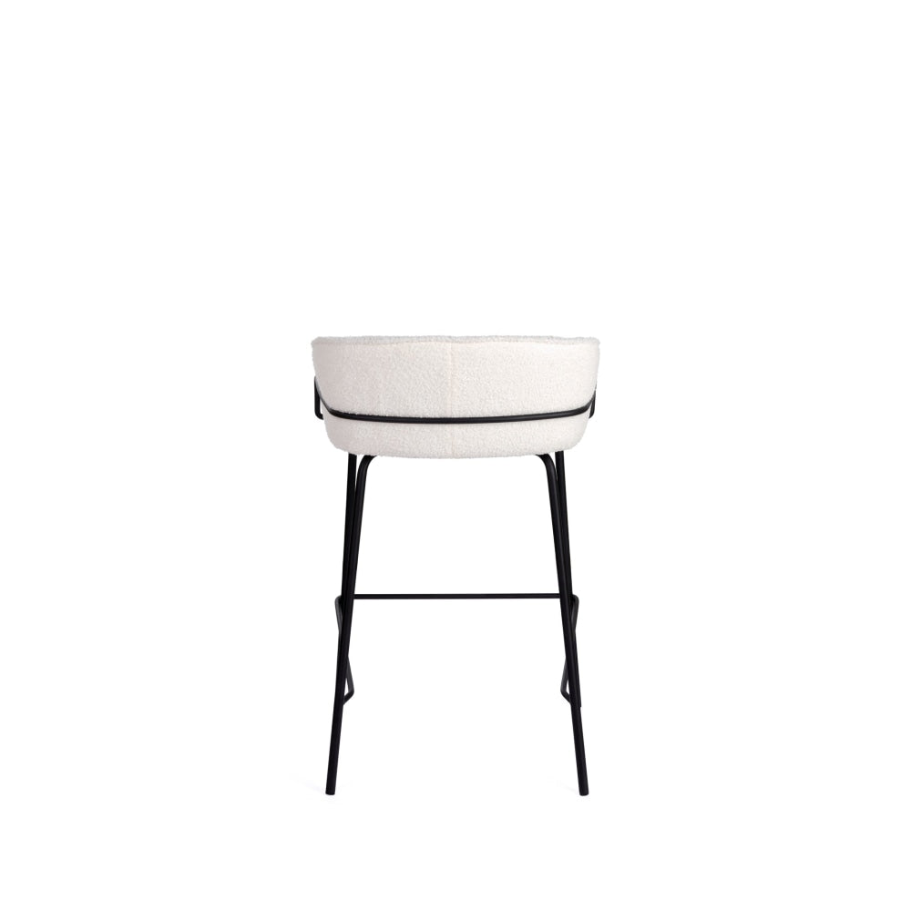 Set Of 2 Noemi Fabric Kitchen Counter Bar Stools 66cm Metal Frame - Ivory Stool Fast shipping On sale