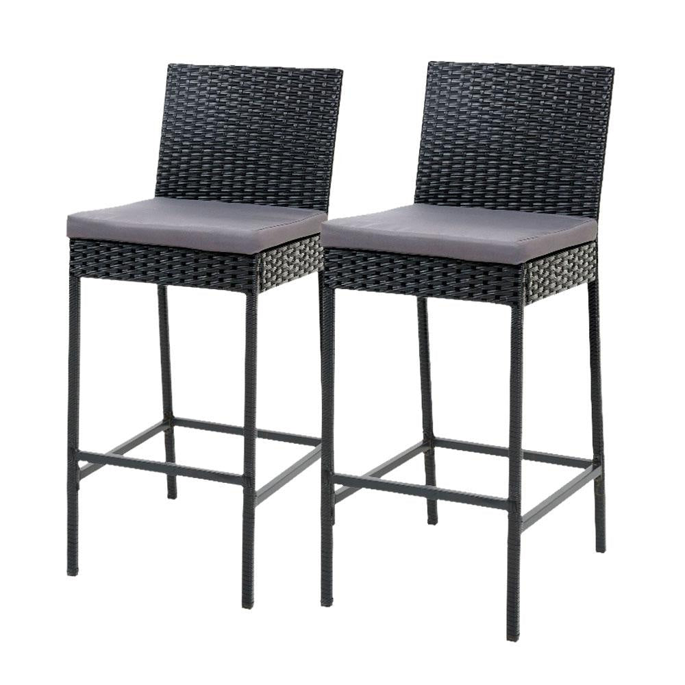 Set of 2 Outdoor Bar Stools Dining Chairs Wicker Furniture Fast shipping On sale