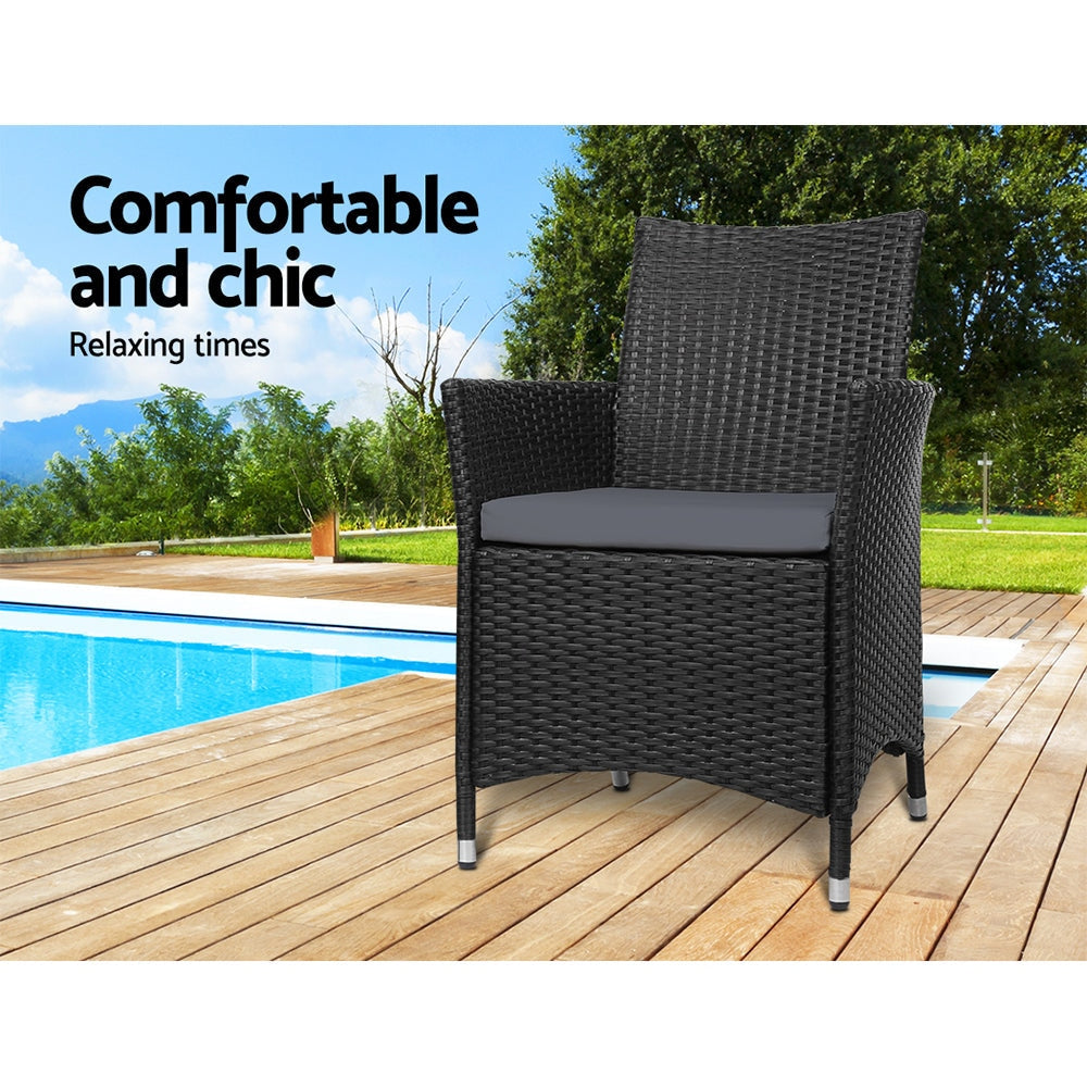 Set of 2 Outdoor Bistro Chairs Patio Furniture Dining Wicker Garden Cushion Gardeon Sets Fast shipping On sale