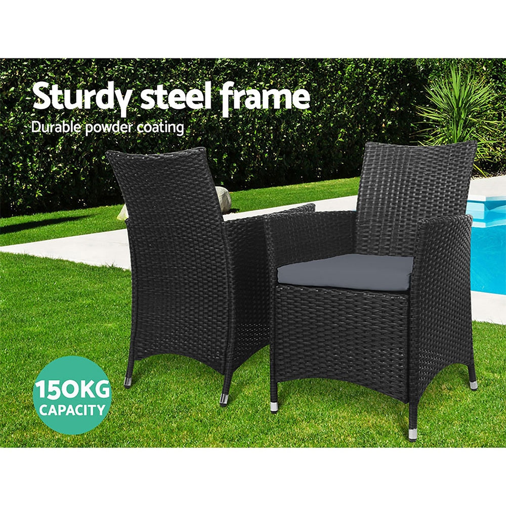 Set of 2 Outdoor Bistro Chairs Patio Furniture Dining Wicker Garden Cushion Gardeon Sets Fast shipping On sale